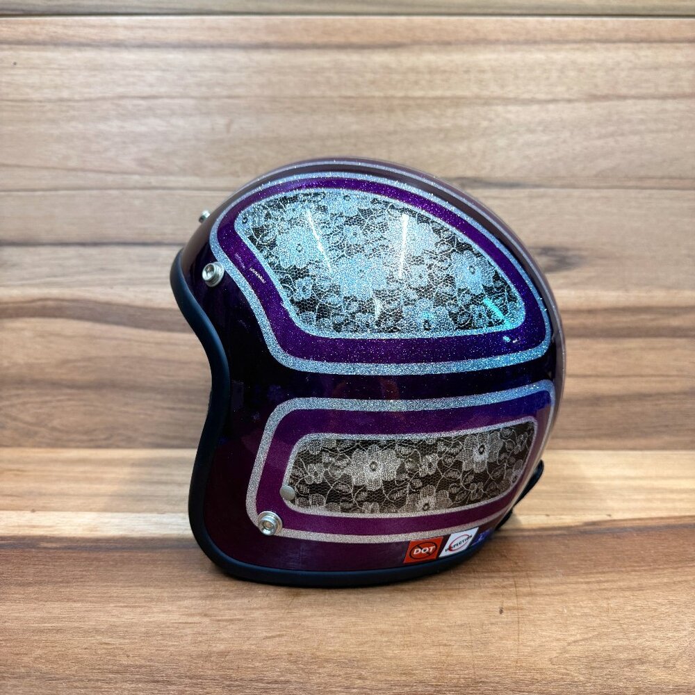 Custom paint open face metal flake helmet size L
